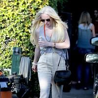 Lindsay Lohan showing off her styled hair as she leaves Byron n Tracey salon | Picture 68957